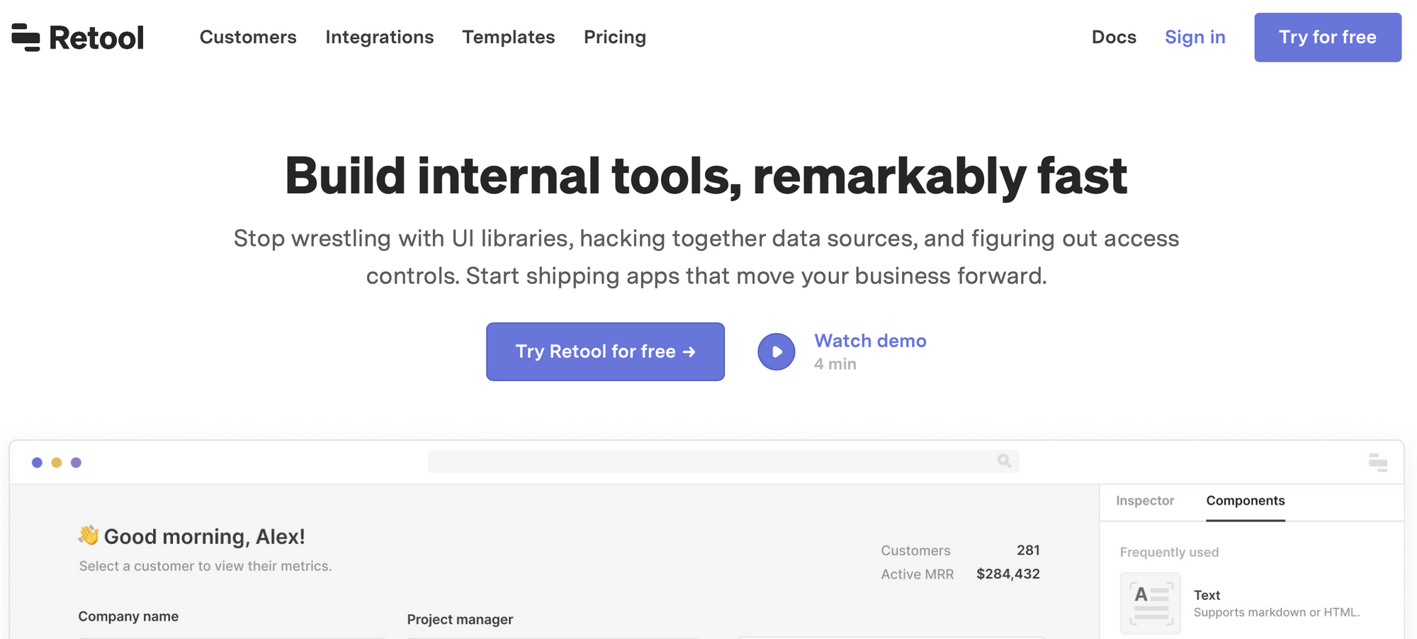 retool build internal tools fast
